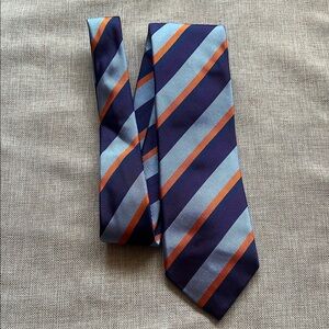 Thomas Pink Navy and Orange Diagonal Striped Tie